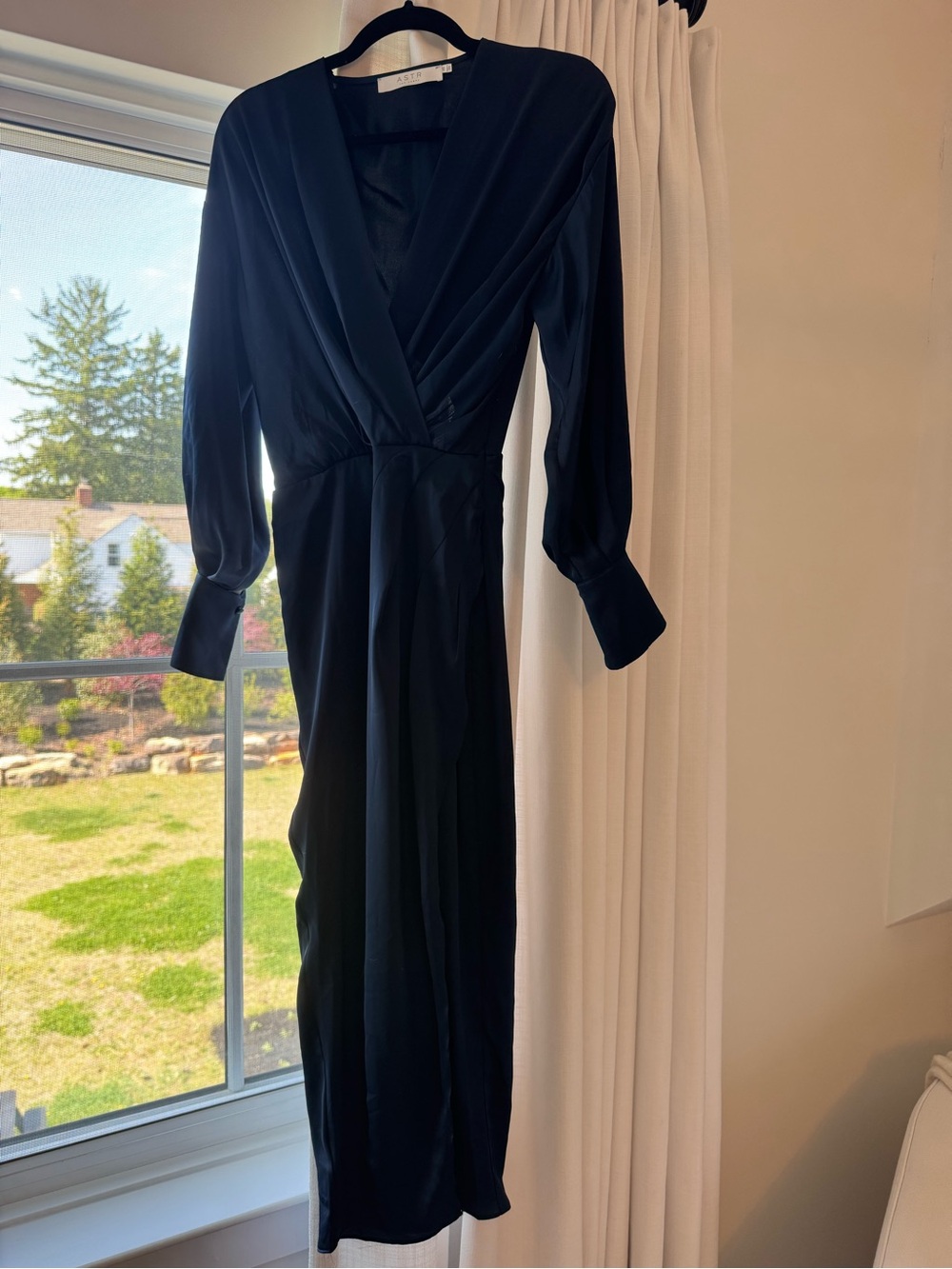 Astr Black Long Sleeve Wrap Maxi Dress